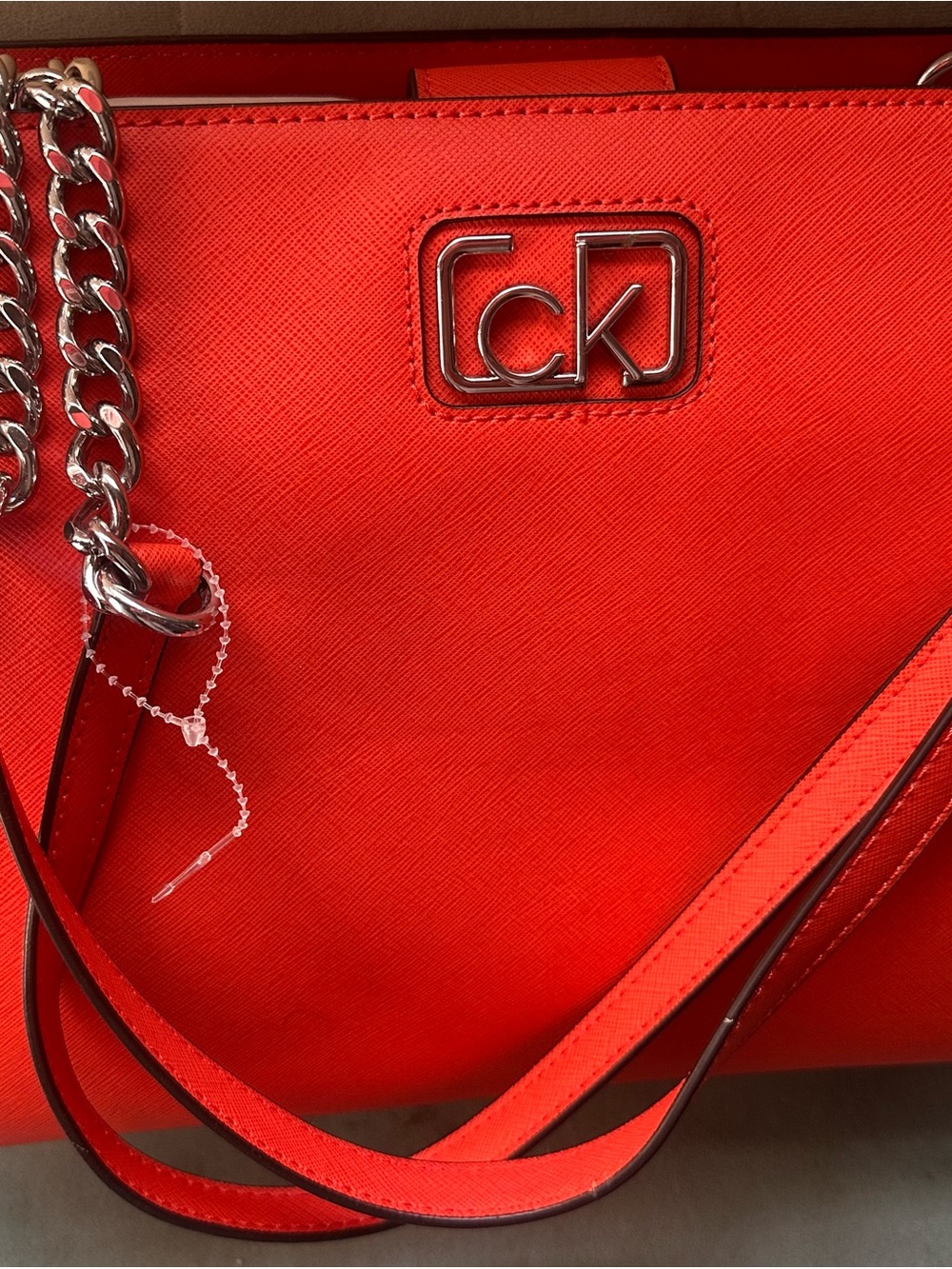 Calvin Klein Collection Red Tote with Silver Hardware